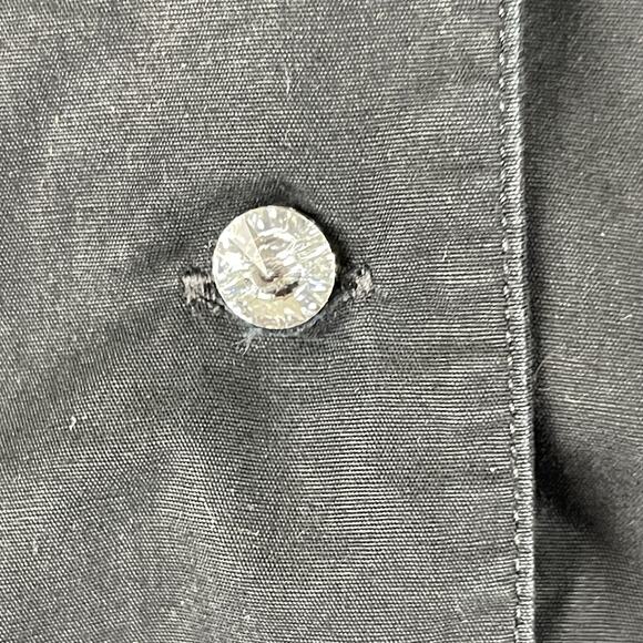 Anne Fontaine Top Womens 38 Black Blouse Pima Cotton Rhinestone Paneled Stretch - Picture 5 of 16